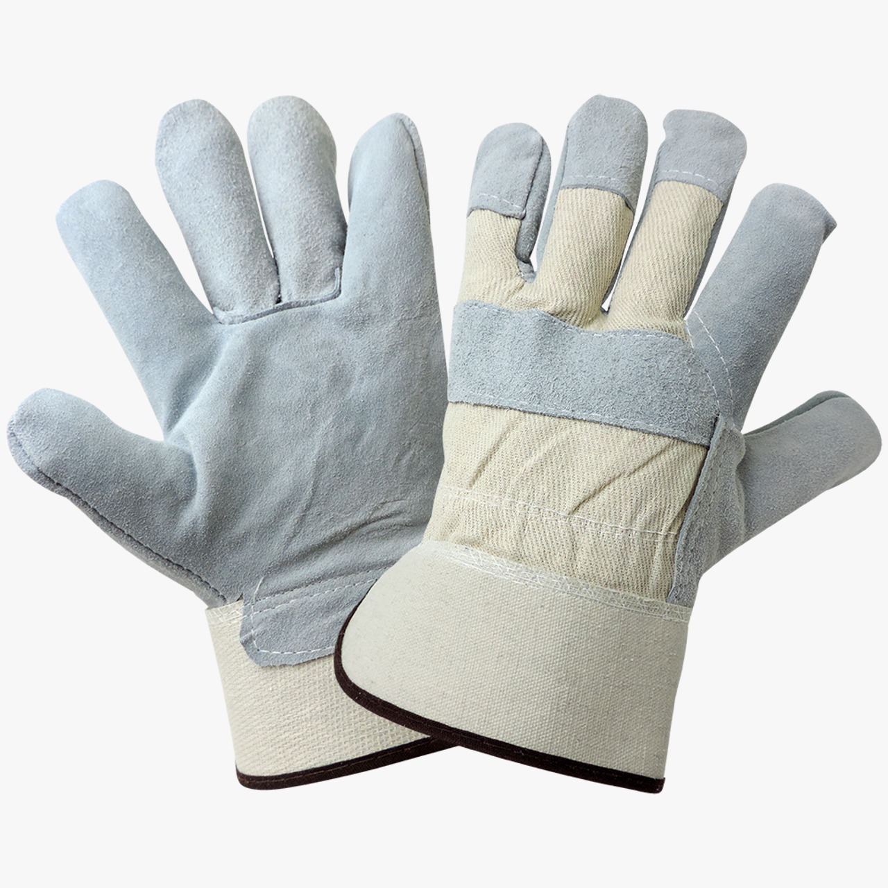 Leather Canvas Gloves Double palm Two piece 350 Grams Cotton Quality